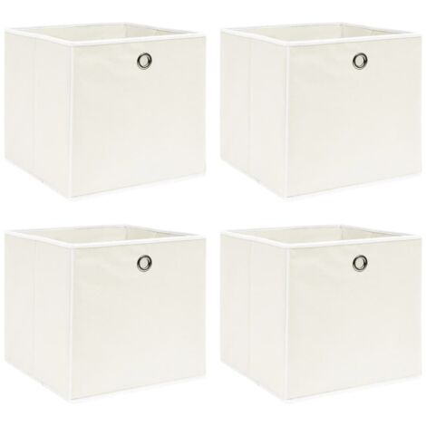 4 pcs Boîtes de rangement, Coffres de rangement Blanc 32x32x32 cm Tissu LKF72702