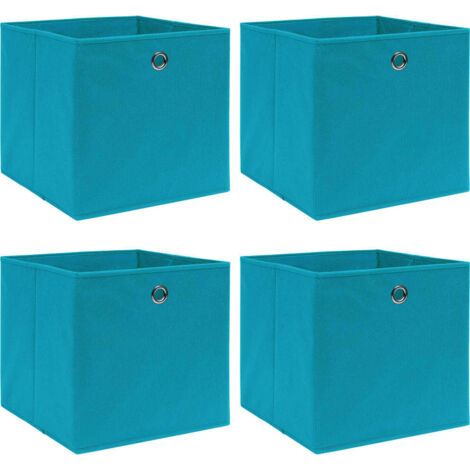 4 pcs Boîtes de rangement, Coffres de rangement Bleu azuré 32x32x32 cm Tissu LKF68586