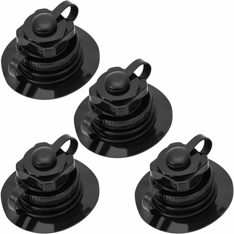 4 Pcs Boston Valve, One-way Universal Fit Air Valve for Rubber Dinghy Raft Kayak Pool Boat Airbeds, Black
