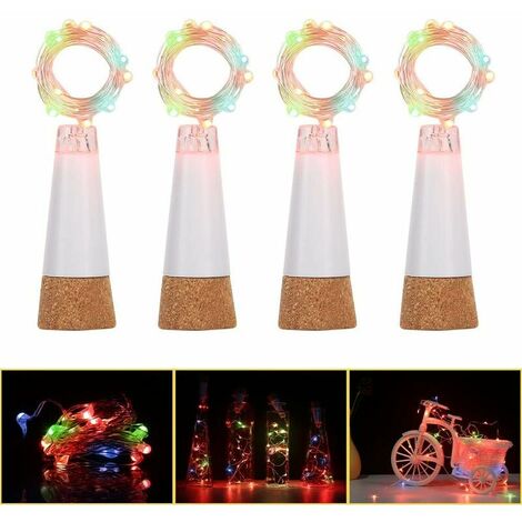 4 pcs bottling lights USB rechargeable multi-color changing flashing fairy tale bottle lights 78 inches 20 LED waterproof cork string lights, suitable for DIY parties, birthdays, weddings, Christmas d
