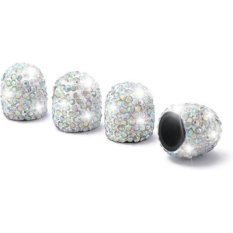 4 PCS Bouchons De Valve De Pneu, Diamant Cache-Poussière De Valve, Capuchons De Poussière De Voiture, Cristal Strass Voiture Pneu Valve Tige Capuchons, Voiture Accessoire Attrayant (AB)