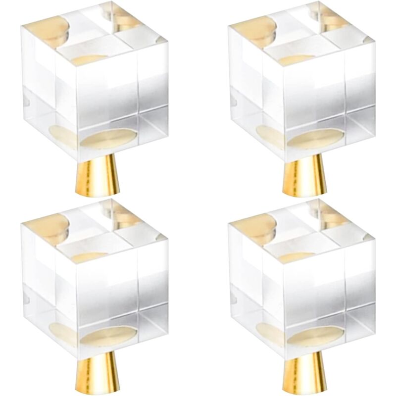 4 Pcs Boutons de Tiroir en Cristal(20x35mm), Poignée de porte carrée en verre avec vis pour vanité de tiroir de placard