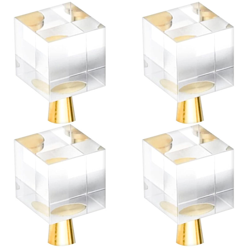 4 Pcs Boutons de Tiroir en Cristal(20x35mm), Poignée de porte carrée en verre avec vis pour vanité de tiroir de placard