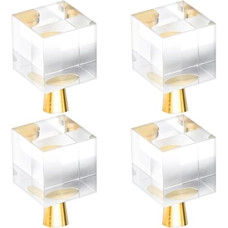 4 Pcs Boutons de Tiroir en Cristal(20x35mm), Poignée de porte carrée en verre avec vis pour vanité de tiroir de placard