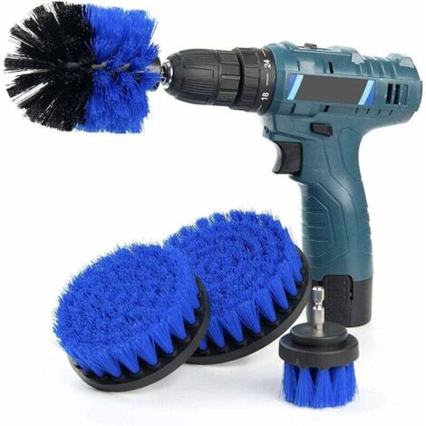 4 Pcs Brosse Perceuse, Brosses à Récurer pour Perceuse électrique, Brosse Rotative Nettoyage pour Tapis Voiture, Outil de Brosse Perceuse Nettoyage Kit pour Surfaces de Salle de Bain, Sol, Baignoire-F