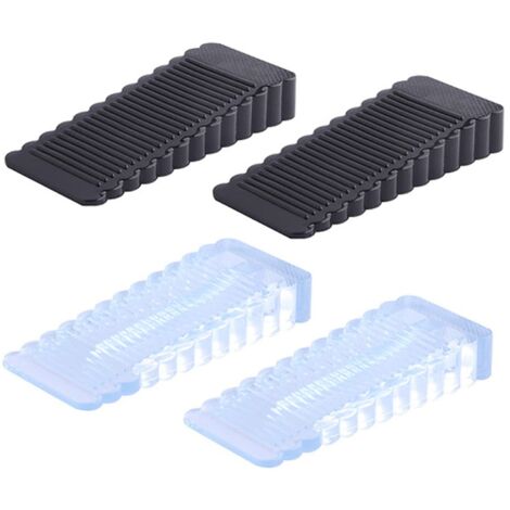 4 Pcs Butée de Porte en Caoutchouc, Cale de Porte Réglable en Hauteur, Cale D'Arrêt Antidérapante, Cale D'Arrêt de Porte Moyenne Sans Odeur (2 Noires et 2 Transparentes)