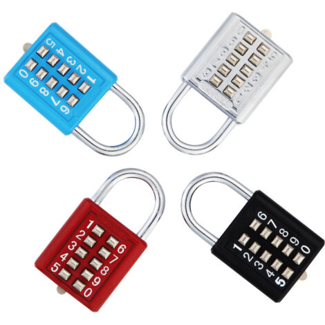 4 pcs Cadenas en acier inoxydable avec combinaison de 10 chiffres pour le verrouillage du mot de passe ， sans clé pour le terrain de sport et le vestiaire