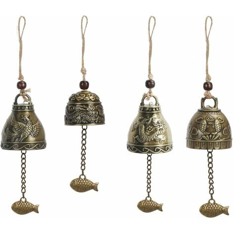 4 PCS Carillons Éoliens Vintage,Carillons éoliens,Carillons Décoratifs D'extérieur Suspendu Chanceux Chinois 11 Cloche de Métal Carillons éoliens Suspendre Ornement Décoration pour Maison Jardin ,Versailles