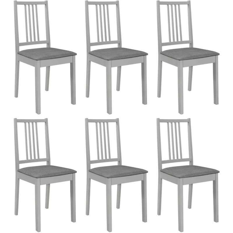 Vidaxl - Chaises à manger avec coussins lot de 6 gris bois solide