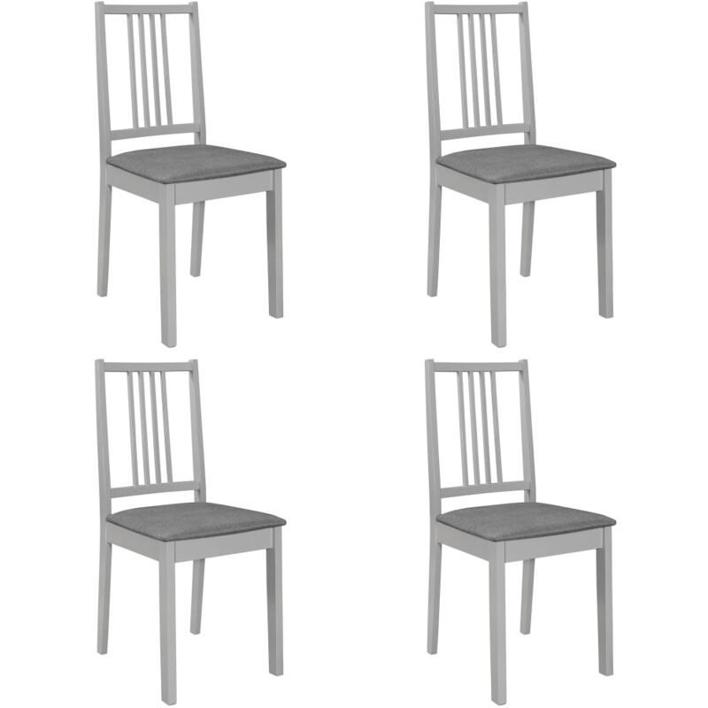 Vidaxl - Chaises à manger avec coussins lot de 4 gris bois solide