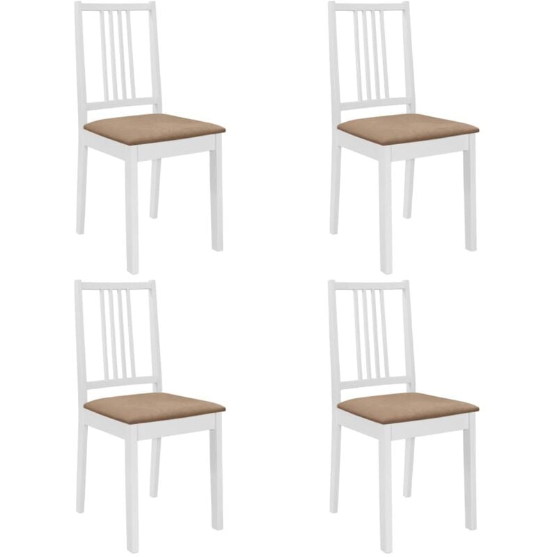 Chaises à manger avec coussins lot de 4 blanc bois solide Vidaxl