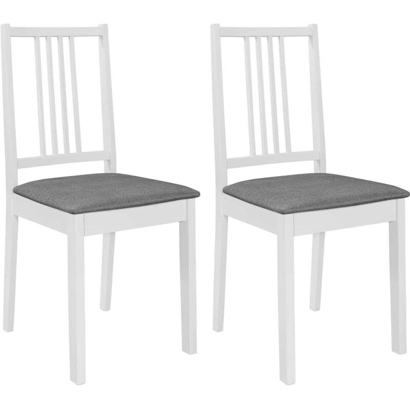 Vidaxl - Chaises à manger avec coussins lot de 2 blanc bois solide