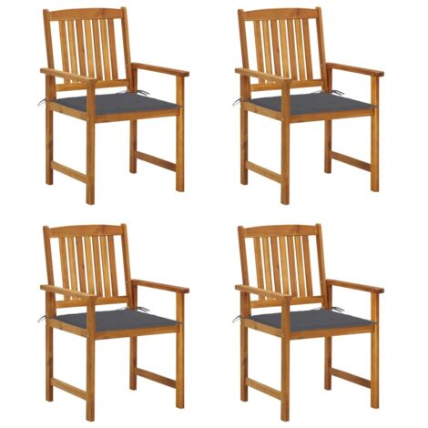 4 pcs Chaises de jardin avec coussins, Fauteuils Extérieur, Sièges confortable Bois d'acacia massif BGT31370