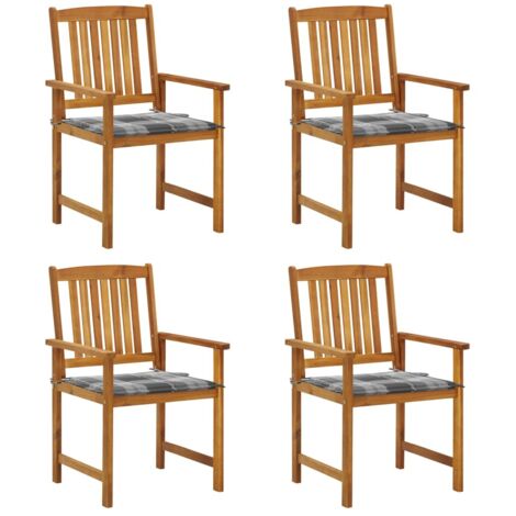 4 pcs Chaises de jardin avec coussins, Fauteuils Extérieur, Sièges confortable Bois d'acacia massif BGT80592