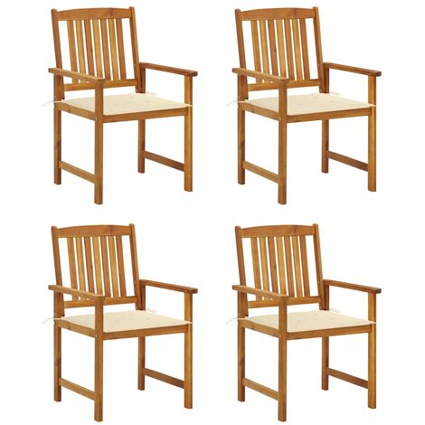 4 pcs Chaises de jardin avec coussins, Fauteuils Extérieur, Sièges confortable Bois d'acacia massif BGT89102
