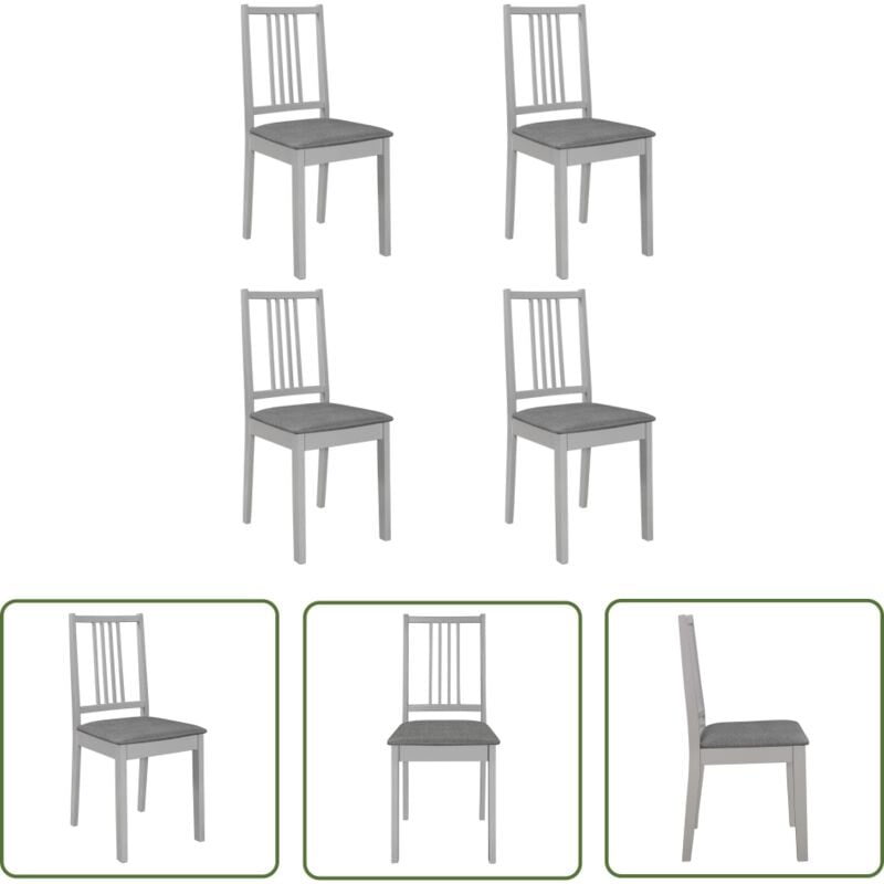 Ensemble de 4 chaises de conception élégantes avec une structure blanche et un siège gris