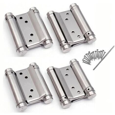 4 pcs charnière paumelle portes va-et-vient ressort double action acier inoxydable saloon western, 75 mm (Charge Jusqu'à 15kg)