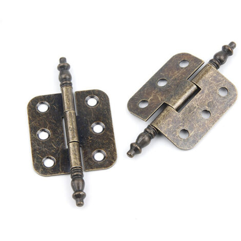 4 PCS Charnières Antiques 7035mm Charniere Porte Placard Vintage 6 Trous Charnières Rétro Pliant Charniere Decorative Fer Charnière Porte Meuble Ancien avec 24 Vis pour Tiroir Armoire Boîtes