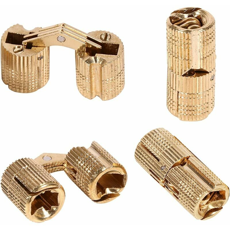 Trimec - 4 pcs Charnières Cylindriques Laiton Caché Dissimulé Charnière Invisible Tonneau Charnière pour diy Boîte à Bijoux Main Artisanat Or(10mm)