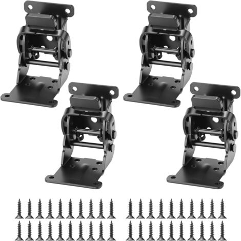 4 Pcs Charnières Pliable Invisible pour Pieds de Table Lit Vis Incluses - Noir