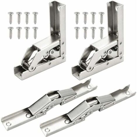 4 PCS Charnières Pliant 90 Degré Plein Recouvrante Charniere Porte en Acier Inoxydable Charniere Meuble Cuisine Invisible avec 16 Vis pour Fermeture d’Armoire de Porte Placard 6.86.82.2cm