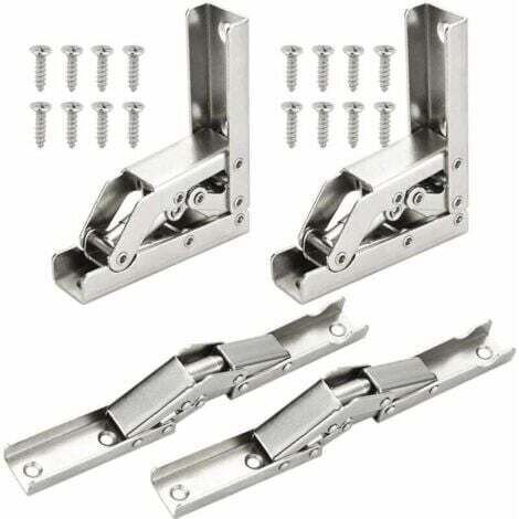 4 PCS Charnières Pliant 90 Degré Plein Recouvrante Charniere Porte en Acier Inoxydable Charniere Meuble Cuisine Invisible avec 16 Vis pour Fermeture d’Armoire de Porte Placard 6.86.82.2cm