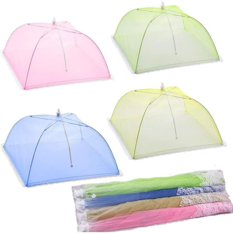 4 Pcs Cloche Alimentaire/Cloche Anti-Insectes/Aliments Tente/Couvercle de Nourriture Pliante écran en Maille Parapluie-niques, BBQ et Plus - 4