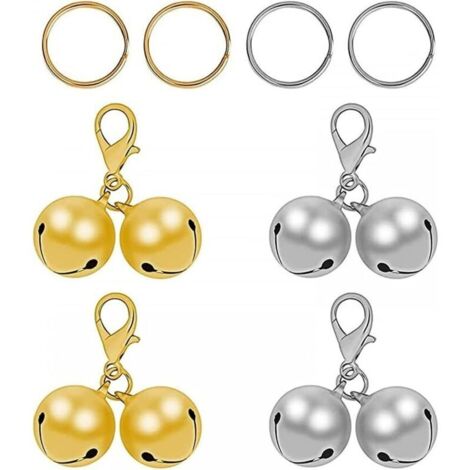 4 Pcs Cloches pour Animaux de Compagnie, Cloches pour Collier de Chiens Cloches en Argent Doré pour Pendentif À Breloque pour Collier de Chats Chiens