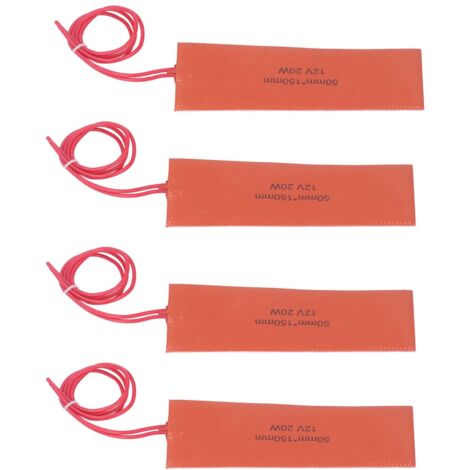 4 Pcs Coussin Chauffant en Caoutchouc de Silicone, Couverture Chauffante en Silicone Tapis Chauffant en Silicone Flexible Couverture Chauffante en Caoutchouc pour Équipement Industriel 20W 12V
