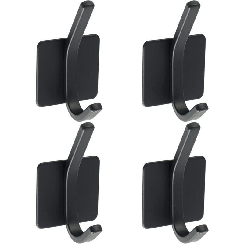 4 Pcs Crochet Adhésif Patère Murale Adhésive en Acier Inoxydable SUS 304 Porte Manteau Mural Noir Porte Serviette pour Salle de Bain ou Cuisine