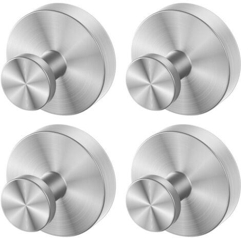4 Pcs Crochet Ventouse pour cuisine et salle de bain, Réutilisable Porte Serviette Ventouse, Sans Percage Patères Murales Crochet Fort Multifonction pour Peignoir Luffa Manteau, Argent