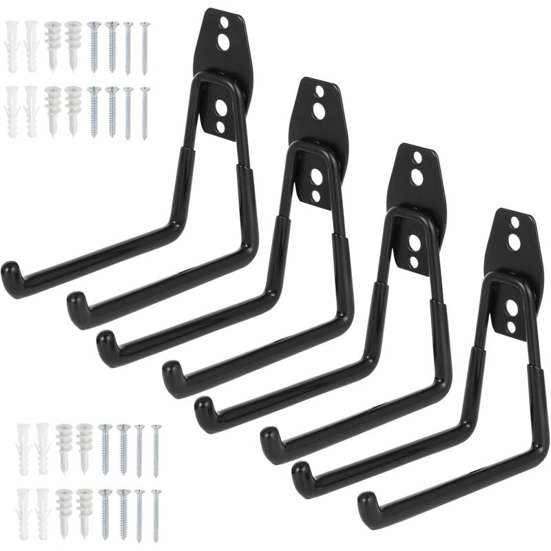 4 Pcs Crochets Utilitaires,Crochet Double de Stockage de Garage en Acier Avec Revêtement Anti-Dérapant,Crochet de Porte-Outil,Pour Outils