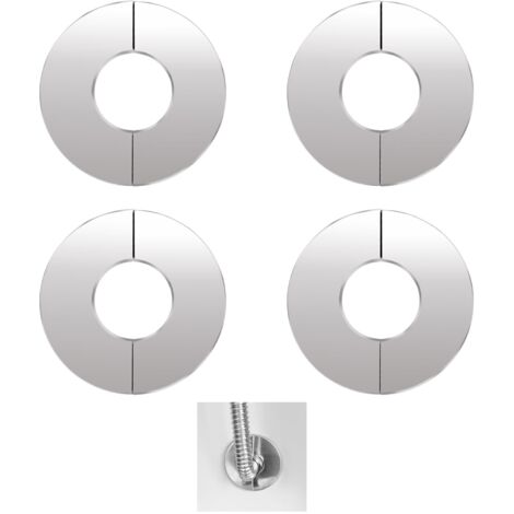 4 Pcs Douche Cache Tuyau En Acier,Acier inoxydable Rosace Robinet Mitigeur Douche,pour Robinets,Tuyaux,DiamèTre Intérieur 42 mm,Argent