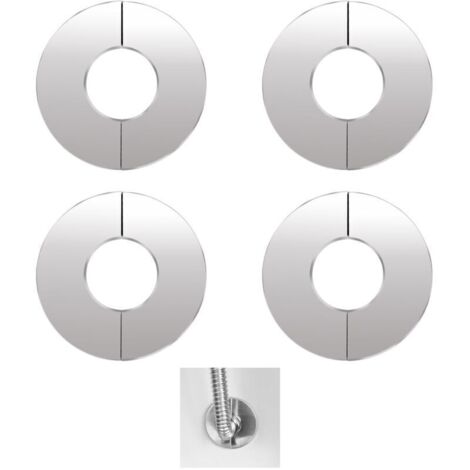 4 Pcs Douche Cache Tuyau En Acier,Acier inoxydable Rosace Robinet Mitigeur Douche,pour Robinets,Tuyaux,DiamèTre Intérieur 42 mm,Argent
