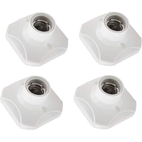 4 pcs Douille d'Ampoule en Céramique Support Base pour Lampe,Lamp Douille,E27 Plastique Base,Ronde Vis Titulaire Lumière Douille,AC 220-250V,Blanc-Fei Yu
