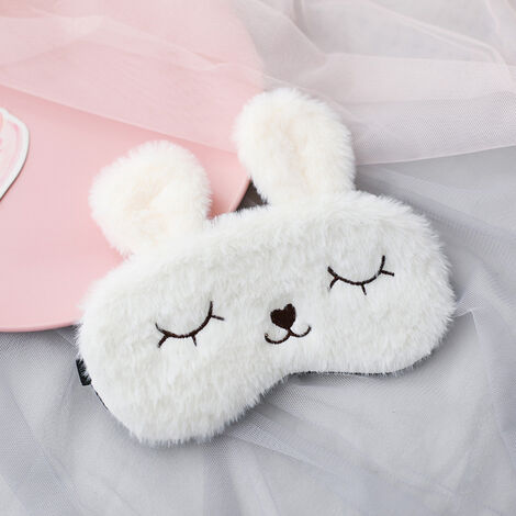 4 Pcs doux peluche sommeil oeil masque, mignon Animal bébé lapin sommeil oeil masque