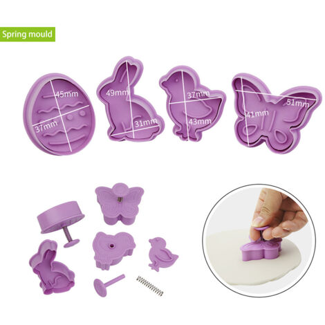 4 Pcs Easter Cutter DIY Cute Animal Shape Cutter Biscuit Cutting Mould Fondant Mold