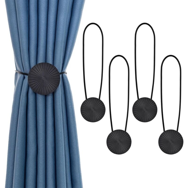 Csparkv - 4 Pcs Embrasses à Rideaux Magnétique Pince Boucle de Rideau en Métal Retenues Corde de Draperie Décoratives Clips pour la Maison Bureau