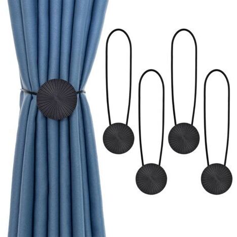 4 Pcs Embrasses à Rideaux Magnétique, Pince Boucle de Rideau en Métal, Sangle Retenue Corde de Draperie Décoratives Clips, pour Décoration de la Maison Bureau Restaurant Hôtel