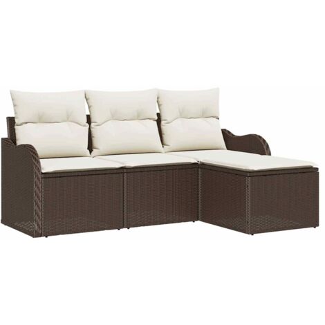 4 pcs Ensemble de canapé de jardin，Canapé d'extérieur，Sofa de jardin Marron Poly rotin CFW677282