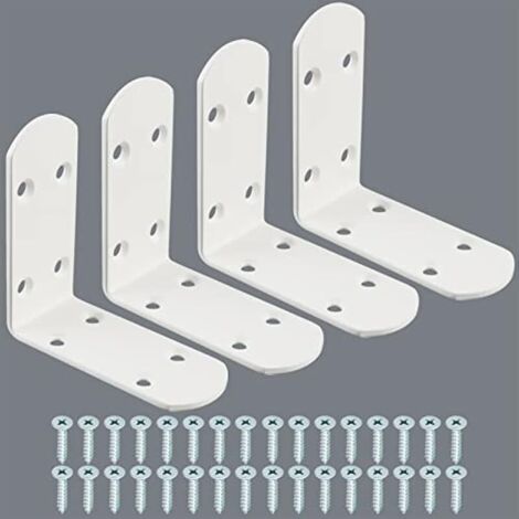 4 PCS Équerre de Fixation Inox Robustes, 8.5 CM, Equerre Fixation en Acier Inoxydable pour Chambre/Salle de Bain, Equerre Inox pour la Fixation et la Réparation de Meubles, Blanc