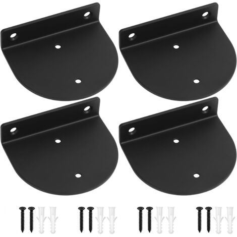 4 Pcs Equerre Etagere Murale Métal, Support Etagere Murale Fixation Invisible, équerre d’étagères Semi-circulaire Charge Lourde, Noirs