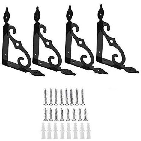 4 PCS Équerre pour Étagere Murale en Fer Supports d'Étagère Triangulaires 90 Degrés Équerre de Fixation Étagère 140  110mm Supports Équerre d’Étagère Robustes pour Cuisine Atelier Boutique