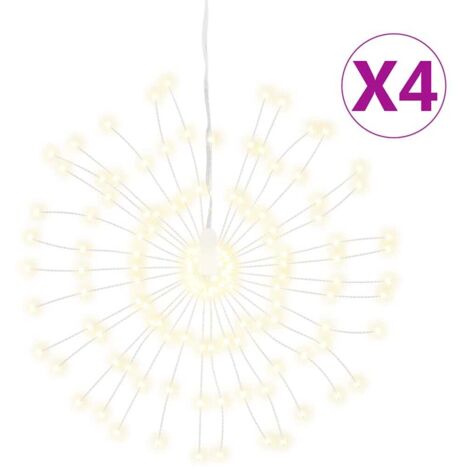 4 pcs Étoile rayonnante de Noël，Décoration de Noël 140 LED blanc chaud 17 cm CFW29141