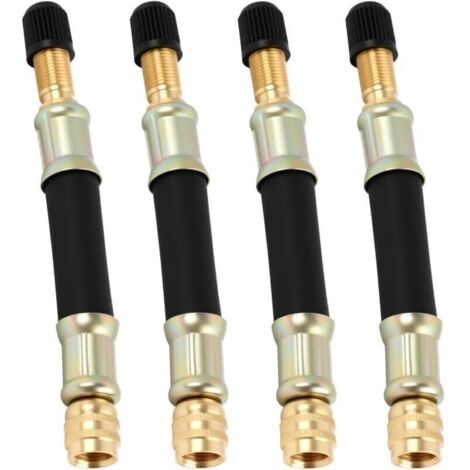 4 PCS Extension Valve Pneu en Caoutchouc 100mm en Caoutchouc Flexible avec Bouchons Étanches, Extension Valve Universelle pour Voiture, Moto, Vélo, Camion, Camping-Car, Remorque