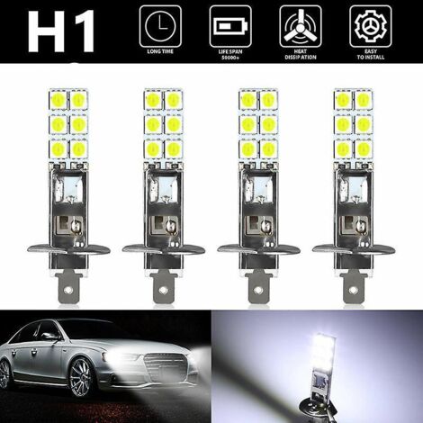 4 Pcs Feu Antibrouillard Led H1 Pour Voiture, Puce Led H1-12smd-5050, Feux Antibrouillard Led Anti-brouillard Haute Luminosit
