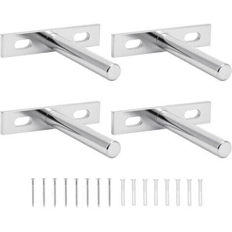 4 Pcs Fixation Invisible pour Étagère Mural en Bois, 75mm Supports Étagères Flottante avec Vis de Montage