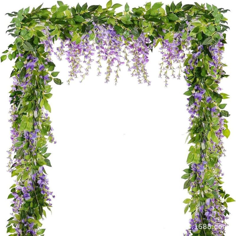 4 Pcs Fls Artificielles Guirlande de Glycines en Soie Vigne Artificielle Roard Fl Suspendue au Sol pour Jardin Maison Extéri Cérémonie Arche
