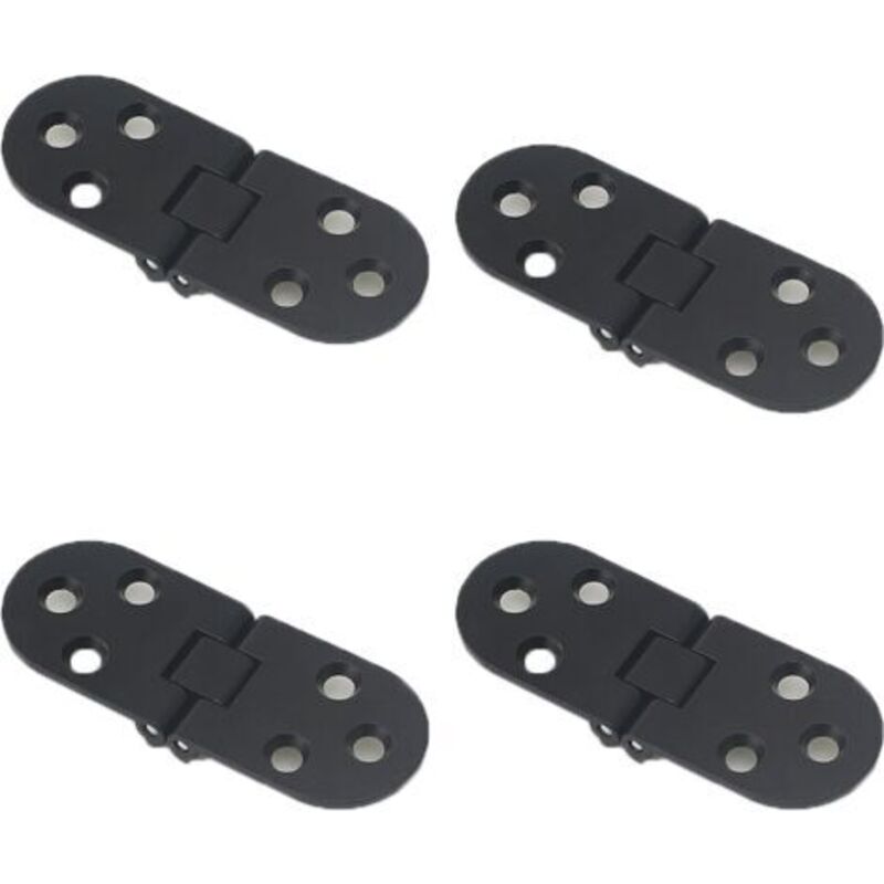4 pcs Folding Table Hinges Zinc Alloy Cabinet Door Hinges, Black, Round Edge Furniture Door Hinges with Screws, Suitable for Tables, Office Furniture