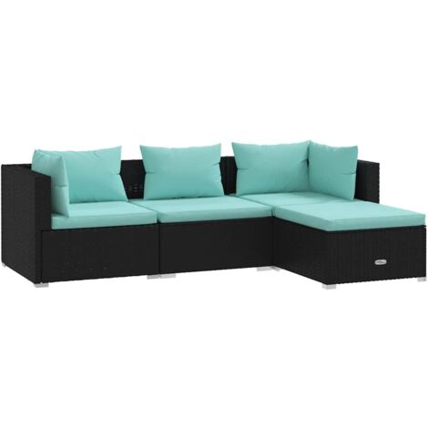 4 PCS Garden Lounge Set con Vime PE Negro